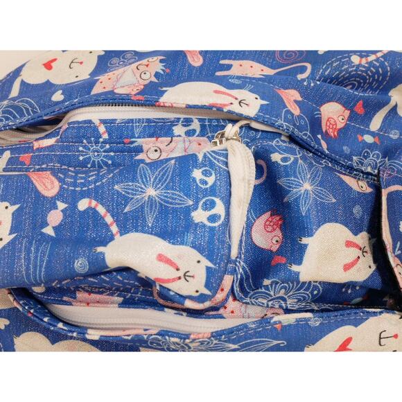 The Kamo Large Sling Crossbody Bag Shimmery Cats Hearts Blue - Picture 4 of 16